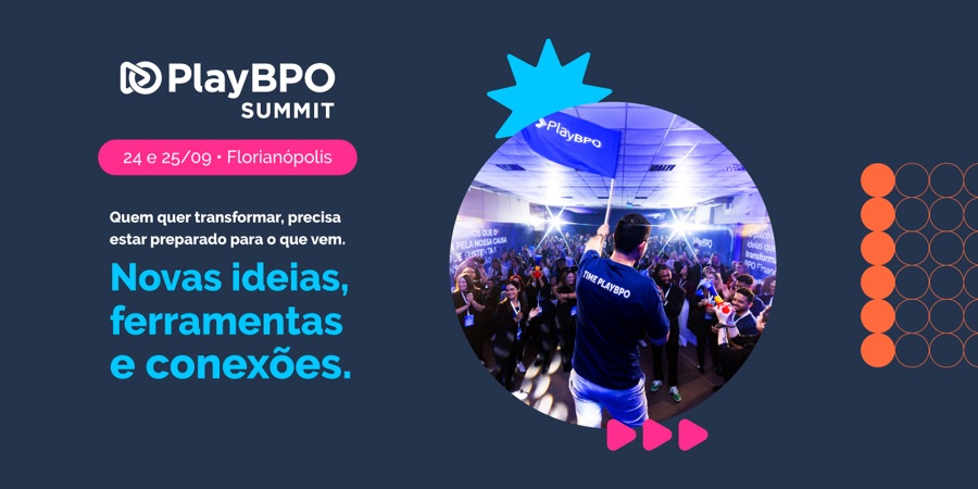 Terceira versão do cartaz oficial de divulgação do PlayBPO Summit 2026 — 24 e 25 de setembro, Florianópolis